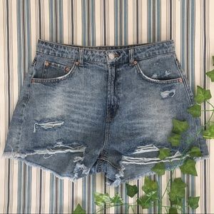Distressed Mom Jean Shorts